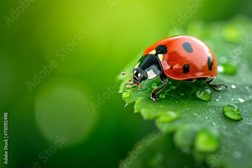 Close-up of a ladybug on a leaf © Dina