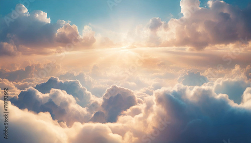 Photo Radiant sunset above billowing clouds, a heavenly abstract illustration in extra