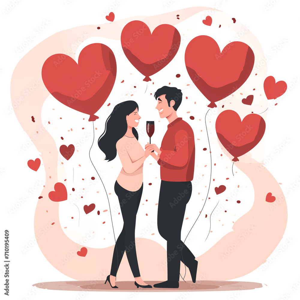 Couple share a drink on Valentines Day Couple share a drink on Valentines Day