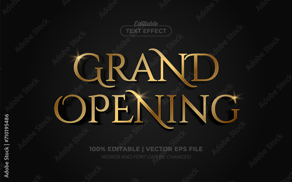 Grand Opening Gold Shiny Editable Text Effect Style Premium Vector - obrazy, fototapety, plakaty 