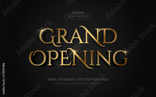 Grand Opening Gold Shiny Editable Text Effect Style Premium Vector photo