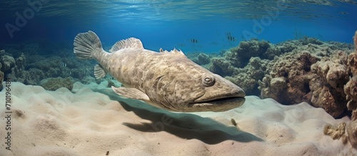 Carpet flathead fish are found lying on the bottom in Abu Dabb, Egypt, in the Red Sea. photo