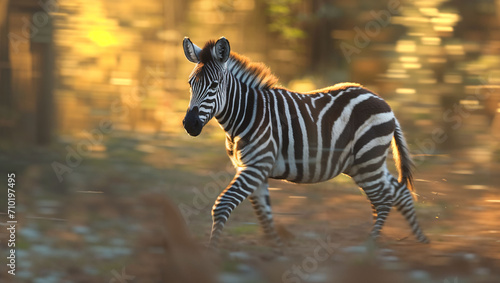 zebra running in the field