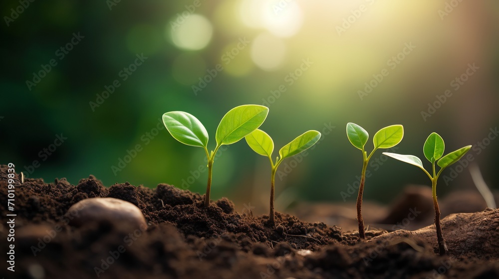sequence of growth of young plants in nature and sunlight, natural tree growth. sequence of growth of young plants in nature and sunlight, natural tree growth.