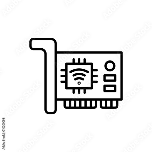 Network card outline icons, computer parts minimalist vector illustration ,simple transparent graphic element .Isolated on white background