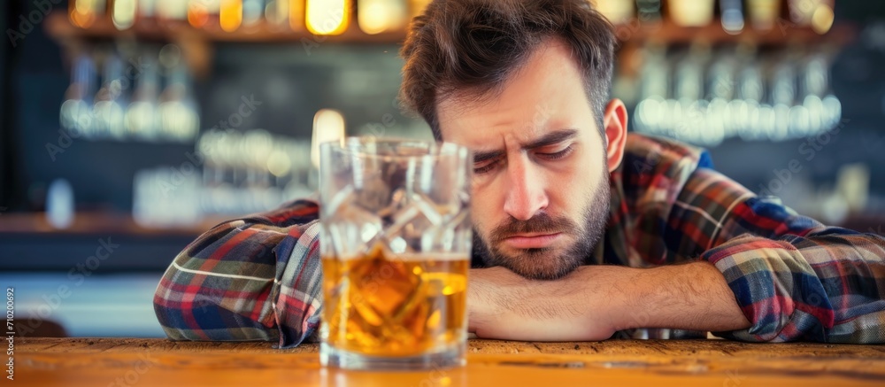 Man rejects the unhealthy habit of drinking alcohol and chooses to quit.