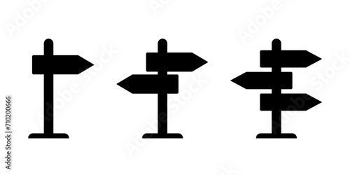 Signpost icons collection – Flat directional signs isolated on transparent background