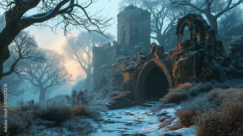 Eisige Stille in der Ruinenlandschaft.