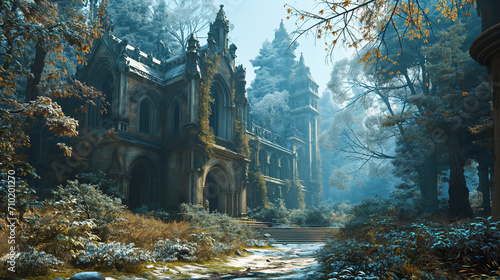 Wintergeheimnisse eines alten Anwesens.