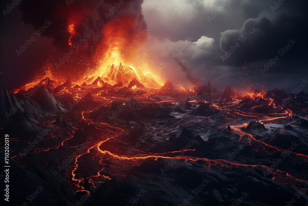 A 3D loop Volcanic eruptions in Iceland