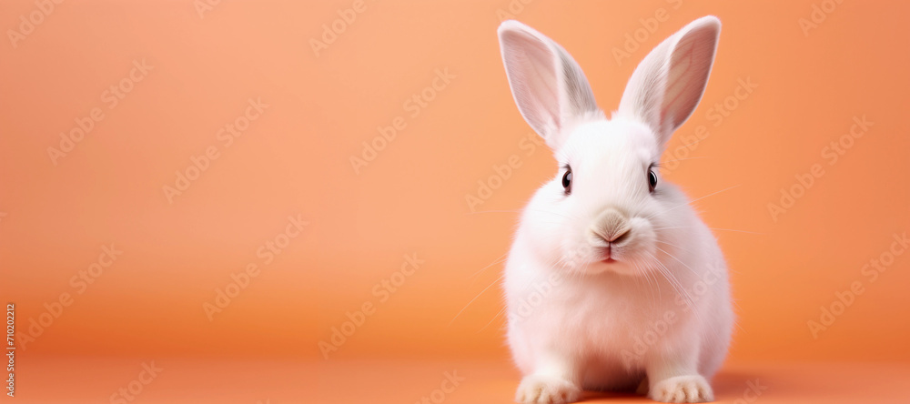 white rabbit on a peach fuzz background white rabbit on a peach fuzz background