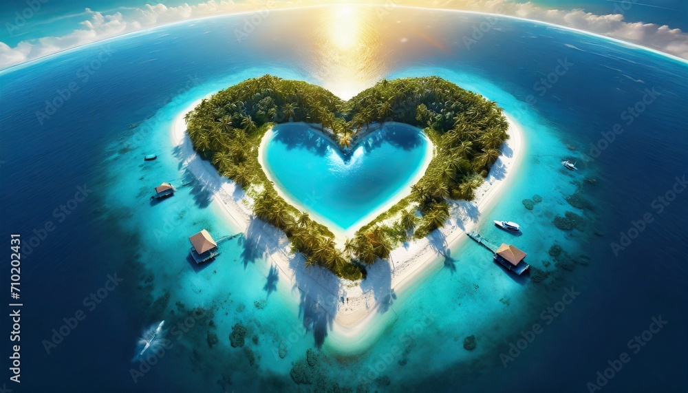 Top wiev exotic island in the shape of a heart. Travel concept
Top wiev exotic island in the shape of a heart. Travel concept