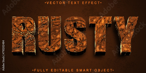 Worn Rusty Bronze Vector Fully Editable Smart Object Text Effect