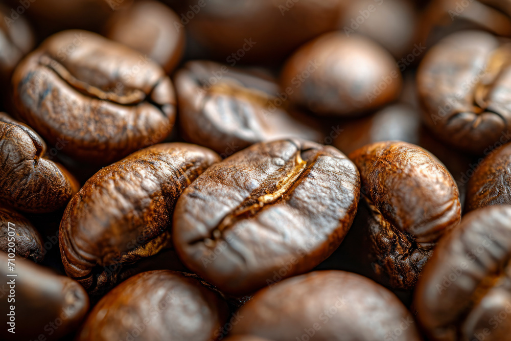 Coffee beans close-up, a macro image highlighting the texture and details of freshly roasted coffee beans. Coffee beans close-up, a macro image highlighting the texture and details of freshly roasted coffee beans.