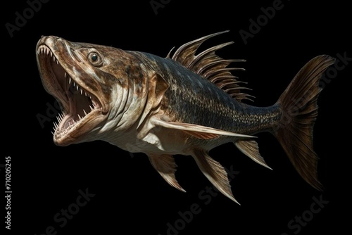 Large predatory fish with a white belly and powerful jaws. Generative AI