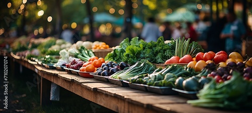 Sun kissed farmer s market with vibrant produce, promoting local businesses and fresh products. photo