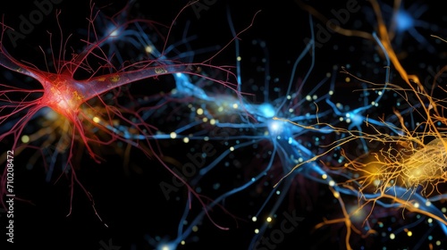 Neuronal network, neurons, and synapses. Brain sensory cortex functions, Default Mode Network (DMN), brainwave stimuli Electroencephalogram (EEG). Neural activity patterns, fMRI cognitive neuroscience