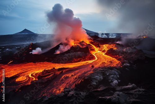 The eruption site of Geldingadalir volcano in Fagradalsfjall mountain on the Reykjanes Peninsula in Iceland photo