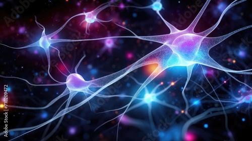 Complex neuronal network neurons synapses in brain. Explore neural encoding and decoding mechanisms. Neural representation, dynamic process of neuroplasticity. Neurotransmitter neuromuscular junctions © Leo