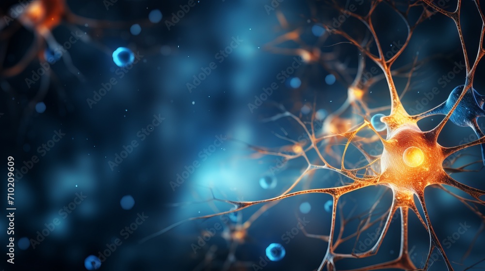 Vibrant abstract background with neuron cells in a colorful display of neural connections