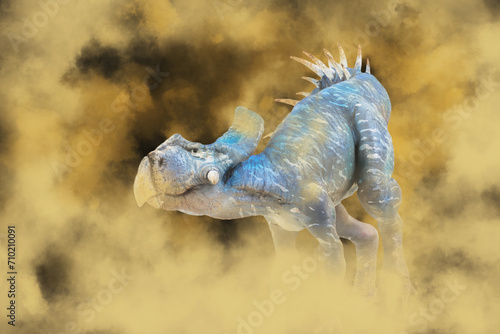 Protoceratops  dinosaur in the dark