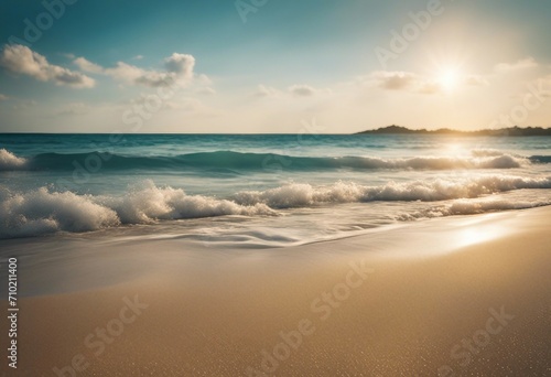 Summer background nature of tropical golden beach with blue sky and white clouds Golden sand beach w