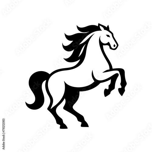 High Quality Vector Logo of a Majestic Rearing White Horse. Versatile Symbol of Strength and Elegance for Logos  Branding  and Marketing. Isolated on White Background for Seamless Integration.