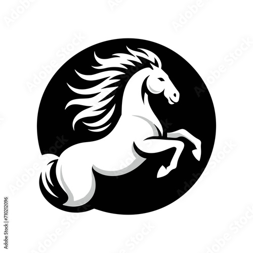 High Quality Vector Logo of a Majestic Rearing White Horse. Versatile Symbol of Strength and Elegance for Logos, Branding, and Marketing. Isolated on White Background for Seamless Integration.