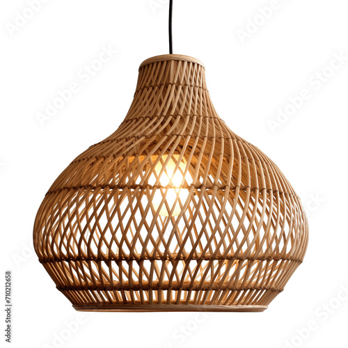 Rattan ceiling lamp isolated on transparent background. PNG file, cut out