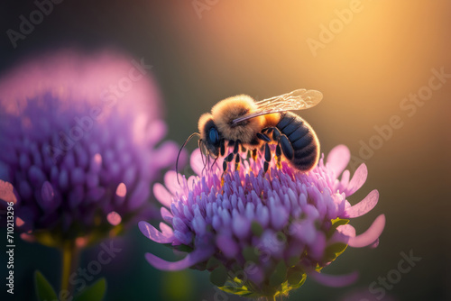 A bee gathering nectar from purple clover.  © Elle Arden 