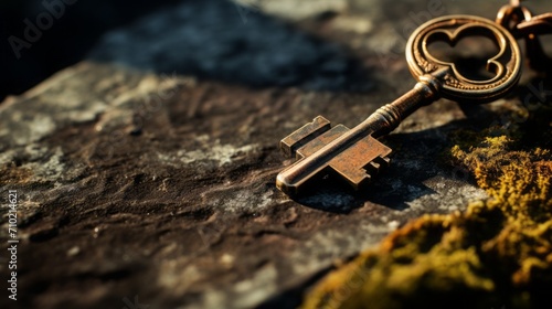 
Macro shots of an antique brass key charm, highlighting the rust and patina that add character and allure to the vintage piece