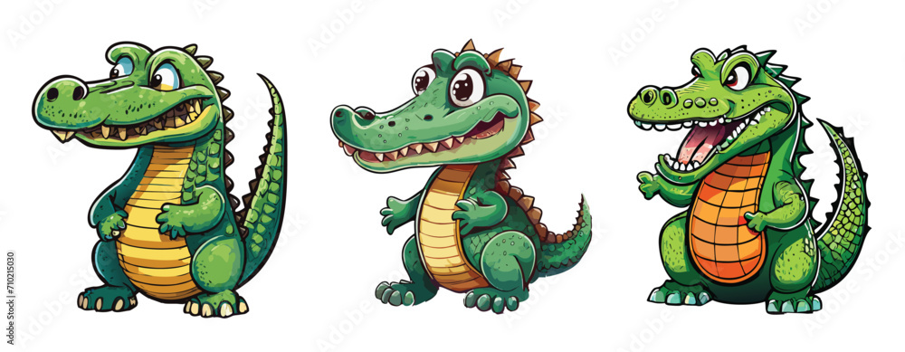 Obraz premium Cute cartoon crocodile set