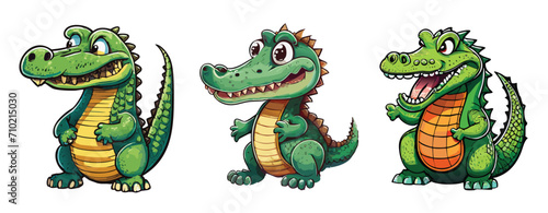 Cute cartoon crocodile set