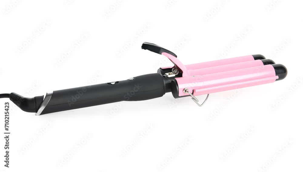 Modern triple curling iron isolated on white Modern triple curling iron isolated on white