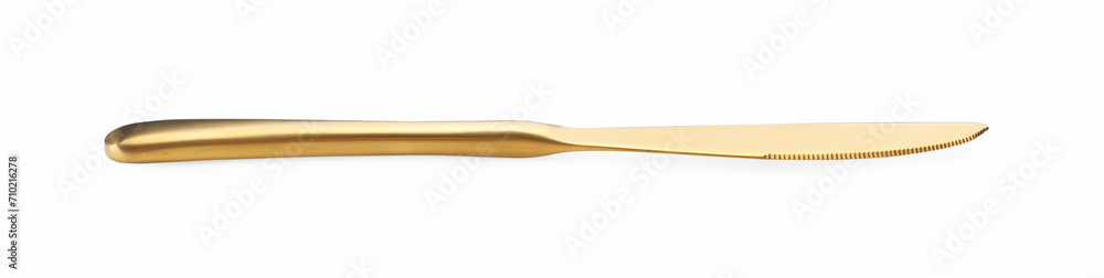 One shiny golden knife isolated on white One shiny golden knife isolated on white
