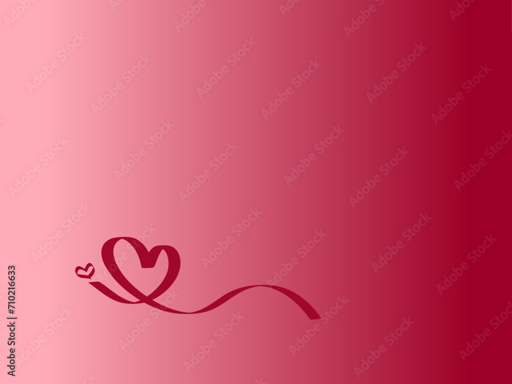 red, pink, blue, white and turquoise background with heart and ribbon on the left for Valentine's Day