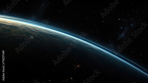 View of Earth from space with a sunrise edge