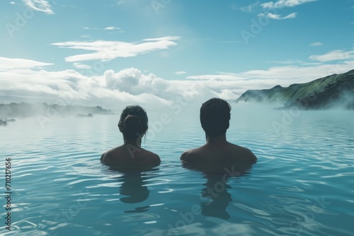 Icy Romance: Witness a Couple's Poolside Retreat in Iceland's Blue Lagoon, Celebrating Passion, Valentine's Day, Honeymoon - A Perfect Blend of Seduction and Relaxation in Exclusive Arctic Tranquility