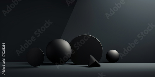 3d rendering of abstract geometric shapes. Minimal scene with podiums for products presentation.