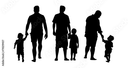 dad walking son silhouette