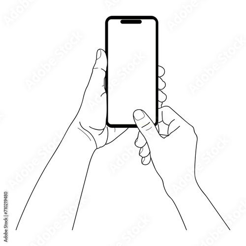 two hand smartphone phone outline