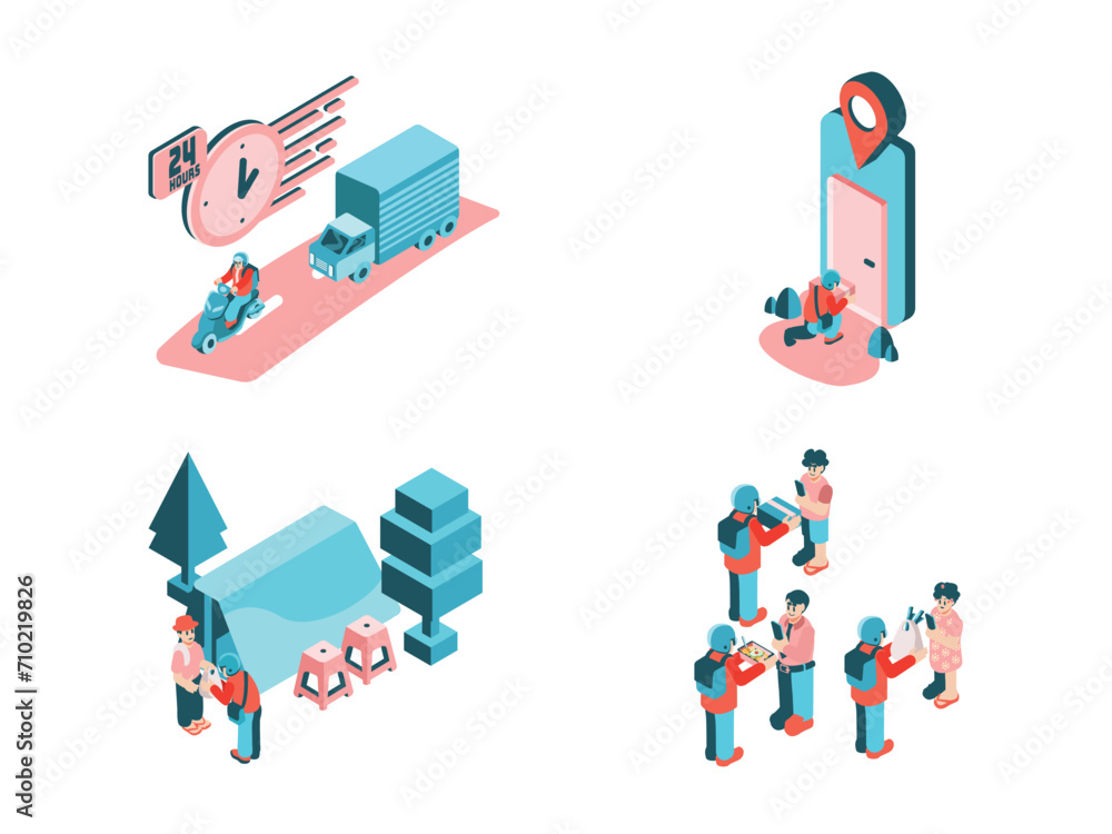 Mini Pack of Courier Activities | Isometric Delivery Mini Pack of Courier Activities | Isometric Delivery