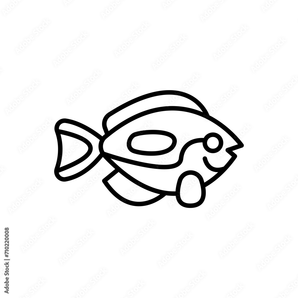 Dory fish outline icons, minimalist vector illustration ,simple transparent graphic element .Isolated on white background