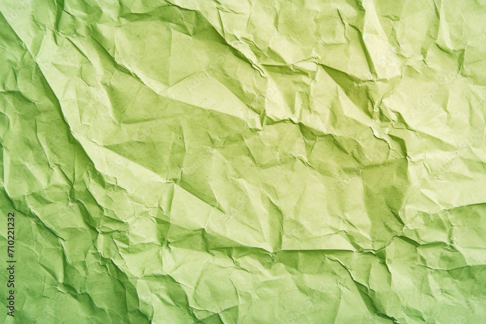 Apple green color paper crumpled texture background