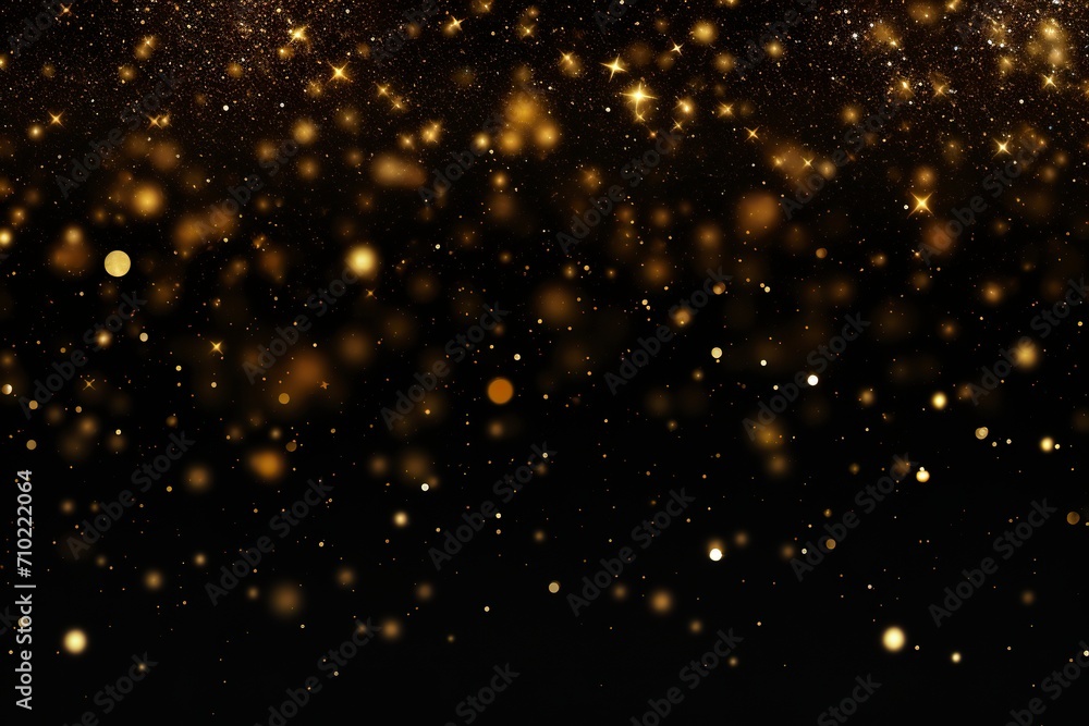 Abstract background with golden glitter effects on black background. Golden glitter for overlay in graphic art. Golden light in bokeh effect. Abstract background with golden glitter effects on black background. Golden glitter for overlay in graphic art. Golden light in bokeh effect.