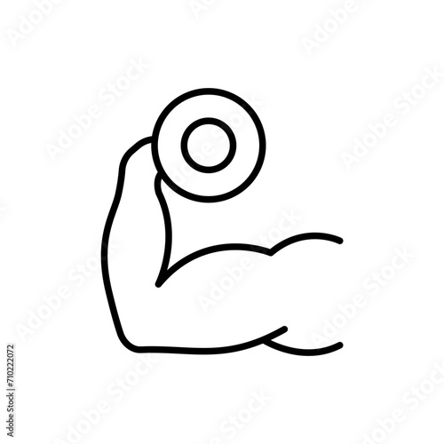 Arm muscle outline icons, minimalist vector illustration ,simple transparent graphic element .Isolated on white background