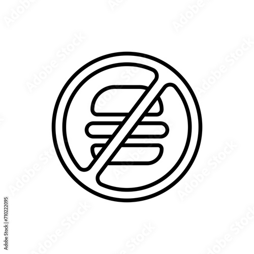 No fast food outline icons, minimalist vector illustration ,simple transparent graphic element .Isolated on white background