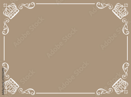 王冠を使ったアンティークな装飾フレーム。ベクター素材