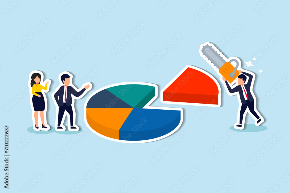Profit or revenue sharing payment scheme, payment share with other employee in percentage pie chart, formula or distribution to calculate wages, business people cutting pie chart for their paid part. Profit or revenue sharing payment scheme, payment share with other employee in percentage pie chart, formula or distribution to calculate wages, business people cutting pie chart for their paid part.