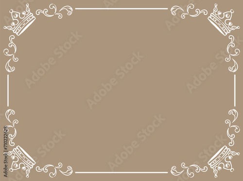 王冠を使ったアンティークな装飾フレーム。ベクター素材